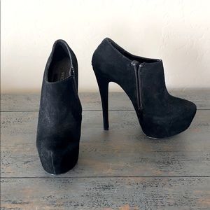 Black Suede high heel ankle boots